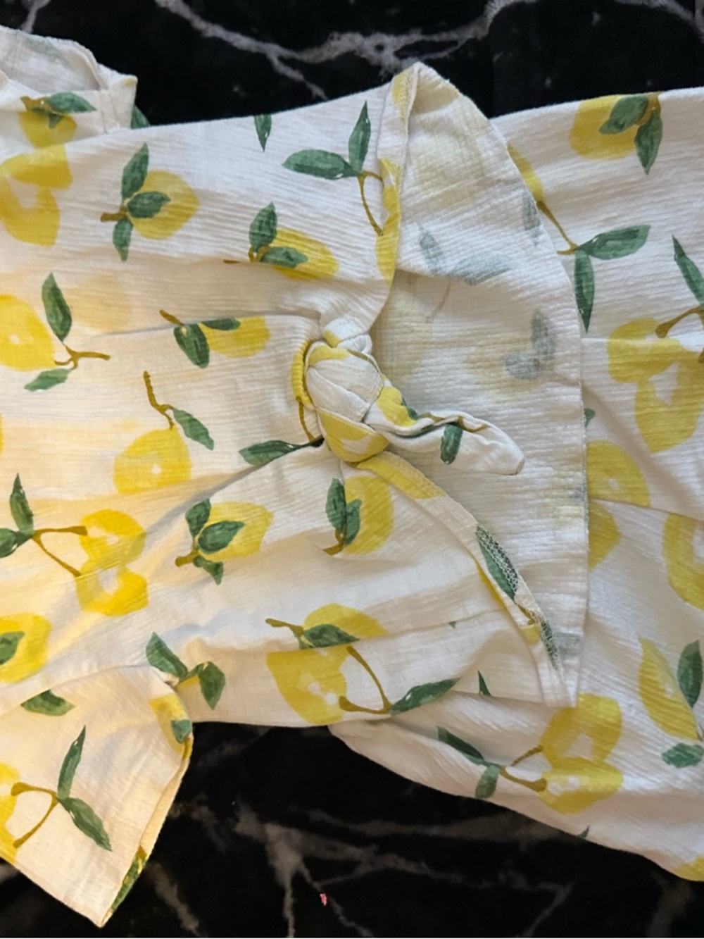 Lemon Print Tie-Front Summer Top